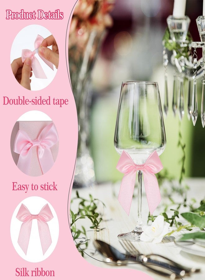 Bremorou 20Pcs Pink Bows for Gift Wrapping, Small Pink Bows, Light Pink Ribbon, Self Adhesive Premade Mini Bow, Tiny Cute Soft Fabric Bowknot Sewing Accessories for Christmas Gift Wrapping, Crafting, Weddings - Image 3